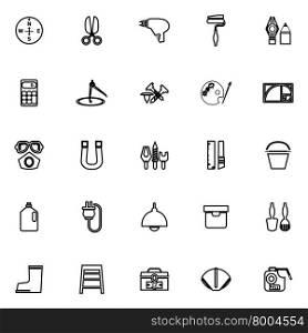 DIY tool line icons on white background, stock vector