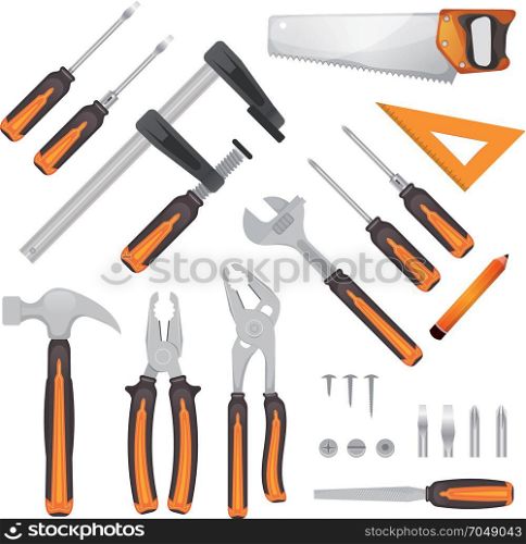 DIY Tools Set. Illustration of a set of cartoon do it yourself tools, for workshop handyman and carpenter