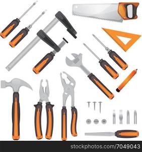 DIY Tools Set. Illustration of a set of cartoon do it yourself tools, for workshop handyman and carpenter