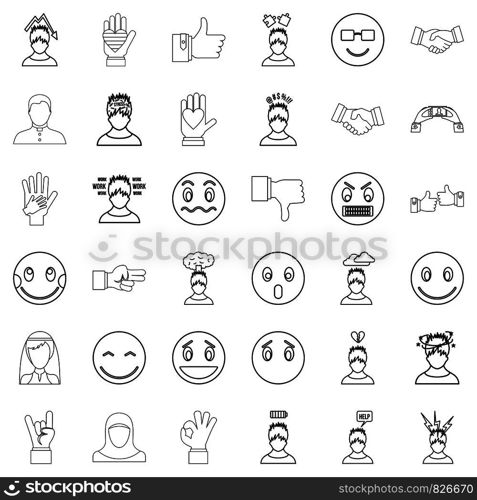 Dizzing icons set. Outline style of 36 dizzing vector icons for web isolated on white background. Dizzing icons set, outline style