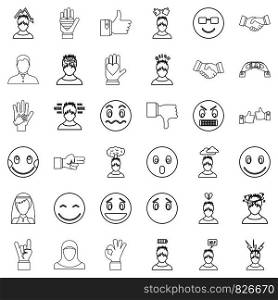 Dizzing icons set. Outline style of 36 dizzing vector icons for web isolated on white background. Dizzing icons set, outline style