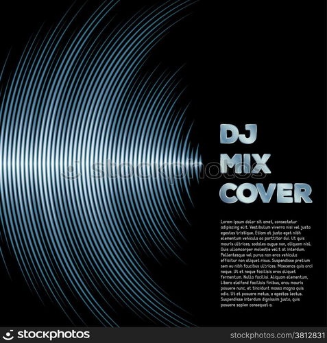 DJ mix cover with music waveform as a vinyl grooves