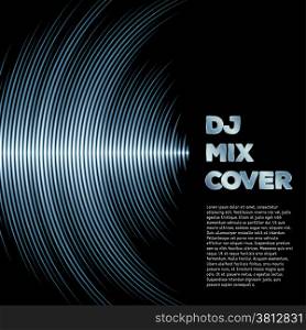 DJ mix cover with music waveform as a vinyl grooves