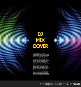 DJ mix cover with music waveform as a vinyl grooves