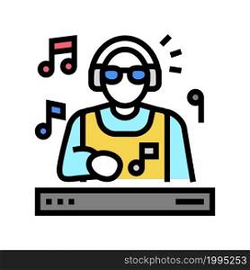 dj performing music color icon vector. dj performing music sign. isolated symbol illustration. dj performing music color icon vector illustration