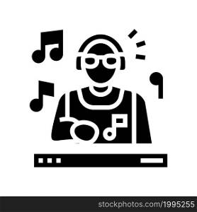 dj performing music glyph icon vector. dj performing music sign. isolated contour symbol black illustration. dj performing music glyph icon vector illustration