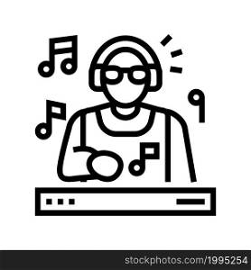 dj performing music line icon vector. dj performing music sign. isolated contour symbol black illustration. dj performing music line icon vector illustration