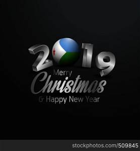 Djibouti Flag 2019 Merry Christmas Typography. New Year Abstract Celebration background
