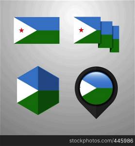 Djibouti flag design set vector