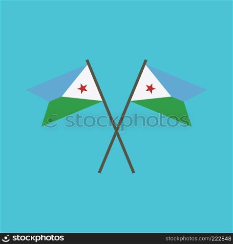 Djibouti flag icon in flat design. Independence day or National day holiday concept.