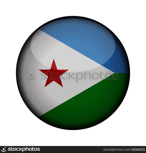 djibouti Flag in glossy round button of icon. djibouti emblem isolated on white background. National concept sign. Independence Day. Vector illustration.