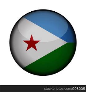 djibouti Flag in glossy round button of icon. djibouti emblem isolated on white background. National concept sign. Independence Day. Vector illustration.