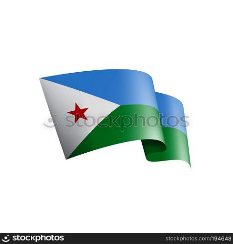Djibouti national flag, vector illustration on a white background. Djibouti flag, vector illustration on a white background