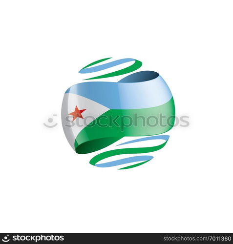 Djibouti national flag, vector illustration on a white background. Djibouti flag, vector illustration on a white background