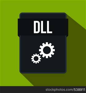 DLL file icon in flat style on a green background. DLL file icon, flat style
