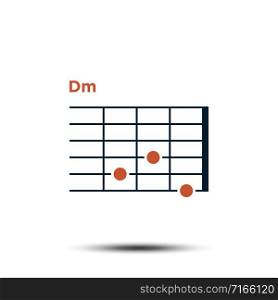 Dm, Basic Guitar Chord Chart Icon Vector Template