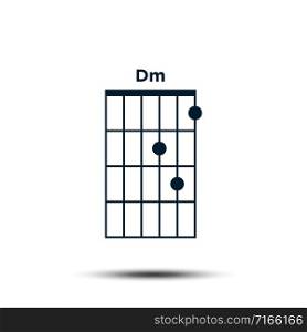 Dm, Basic Guitar Chord Chart Icon Vector Template