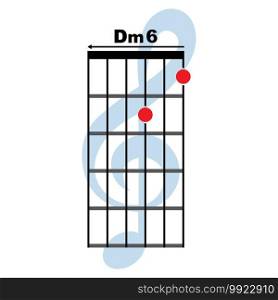 Dm6  guitar chord icon. Basic guitar chord vector illustration symbol design