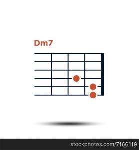 Dm7, Basic Guitar Chord Chart Icon Vector Template