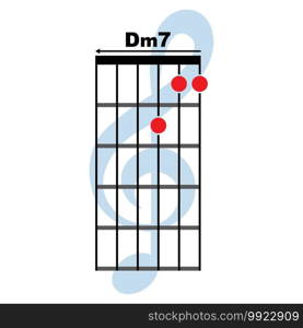 Dm7  guitar chord icon. Basic guitar chord vector illustration symbol design