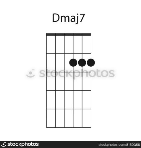 Dmaj7 guitar chord icon vector illustration design
