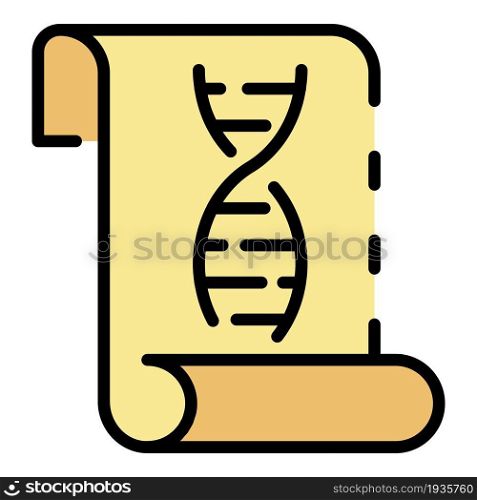 DNA chain on paper icon. Outline DNA chain on paper vector icon color flat isolated. DNA chain on paper icon color outline vector
