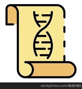 DNA chain on paper icon. Outline DNA chain on paper vector icon color flat isolated. DNA chain on paper icon color outline vector