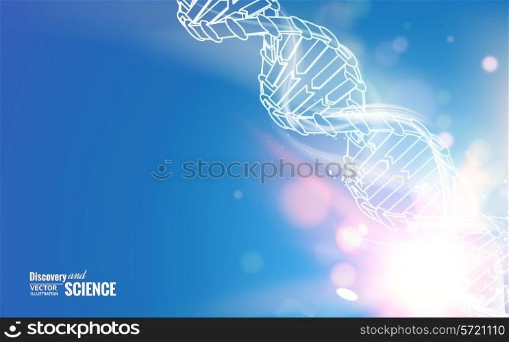 DNA chain over abstract blue background. Vector illustration.