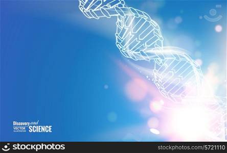DNA chain over abstract blue background. Vector illustration.