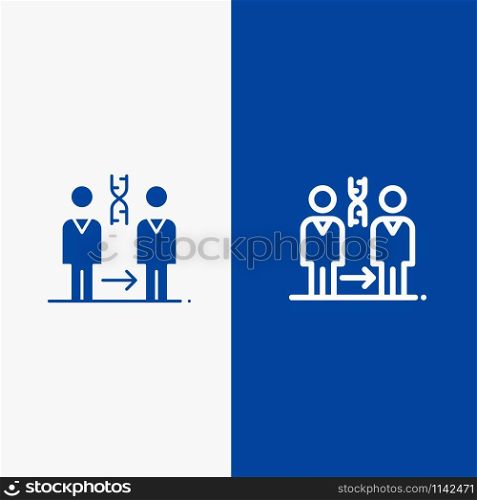 Dna, Cloning, Patient, Hospital, Health Line and Glyph Solid icon Blue banner Line and Glyph Solid icon Blue banner