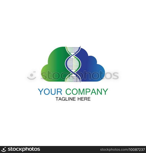 DNA Cloud logo vector design template-vector