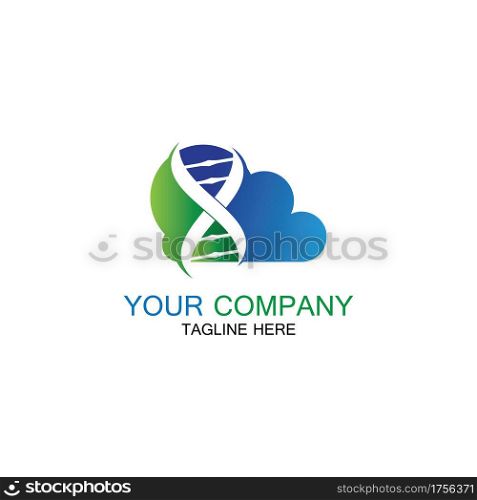 DNA Cloud logo vector design template-vector
