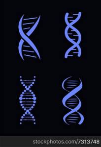 DNA deoxyribonucleic acid chains set, nucleotides carrying genetic instructions used in growth development functioning and reproduction vector. DNA Deoxyribonucleic Acid Chains Set, Nucleotide