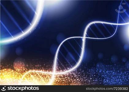DNA digital, sequence, code structure with glow. Science concept and nano technology background. vector design.