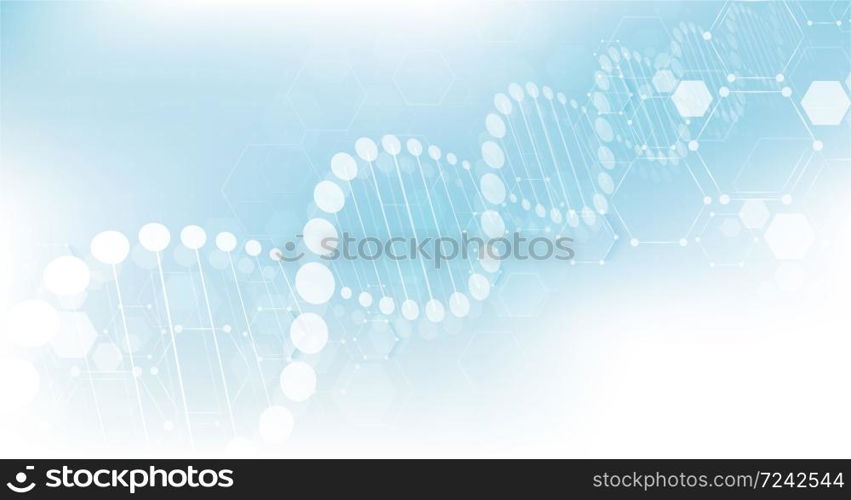 DNA digital, sequence, code structure with glow. Science concept and nano technology background. vector design.