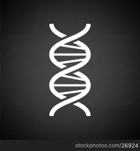 DNA icon. Black background with white. Vector illustration.