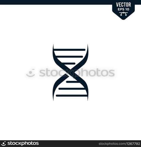 DNA icon collection in glyph style, solid color vector