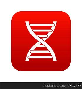 DNA icon digital red for any design isolated on white vector illustration. DNA icon digital red