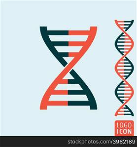 Dna icon. Dna helix symbol. Gene icon. Vector illustration. Dna icon isolated