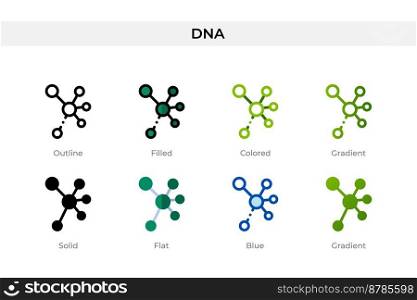 Dna icon in different style. Dna vector icons designed in outline, solid, colored, filled, gradient, and flat style. Symbol, logo illustration. Vector illustration