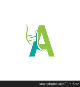 DNA icon logo with letter A template design illustration
