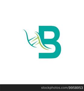 DNA icon logo with letter B template design illustration