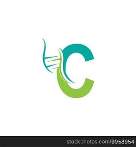 DNA icon logo with letter C template design illustration