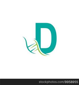 DNA icon logo with letter D template design illustration