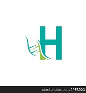 DNA icon logo with letter H template design illustration
