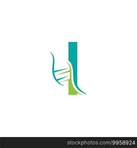 DNA icon logo with letter I template design illustration