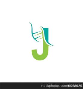 DNA icon logo with letter J template design illustration