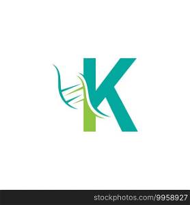 DNA icon logo with letter K template design illustration