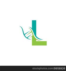 DNA icon logo with letter L template design illustration