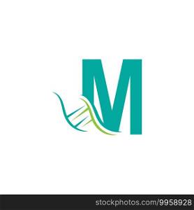 DNA icon logo with letter M template design illustration